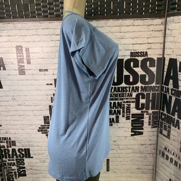 Black Diamond L Logo Steel Blue Scoop Neck Open Back Short Sleeve Pocket Tee - Picture 3 of 7